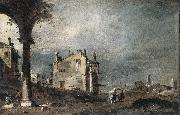 GUARDI, Francesco Capriccio with Venetian Motifs sg oil painting artist